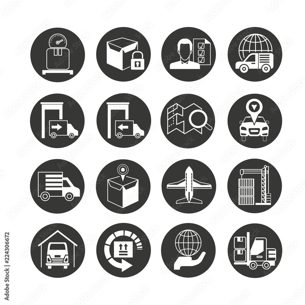 shipping and logistics icon set in circle button shipping and logistics icon set in circle button