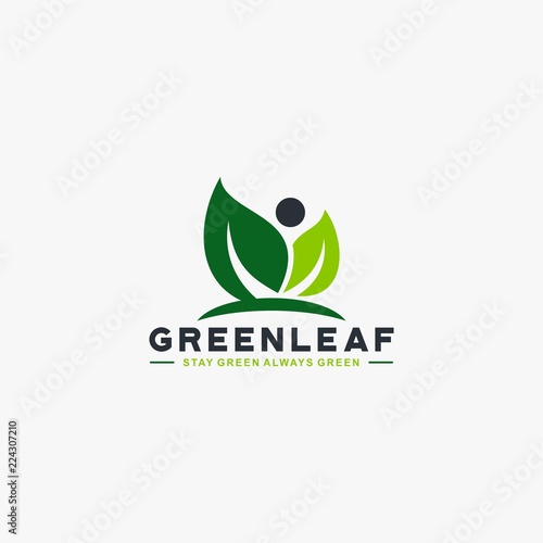 Leaf green tree logo design vector