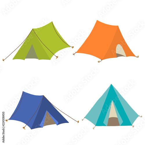 Camping tents vector tourist set
