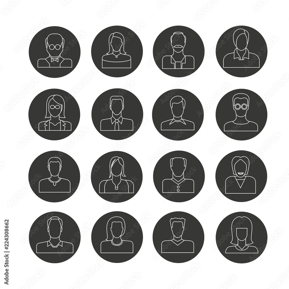 people icon set in circle button people icon set in circle button