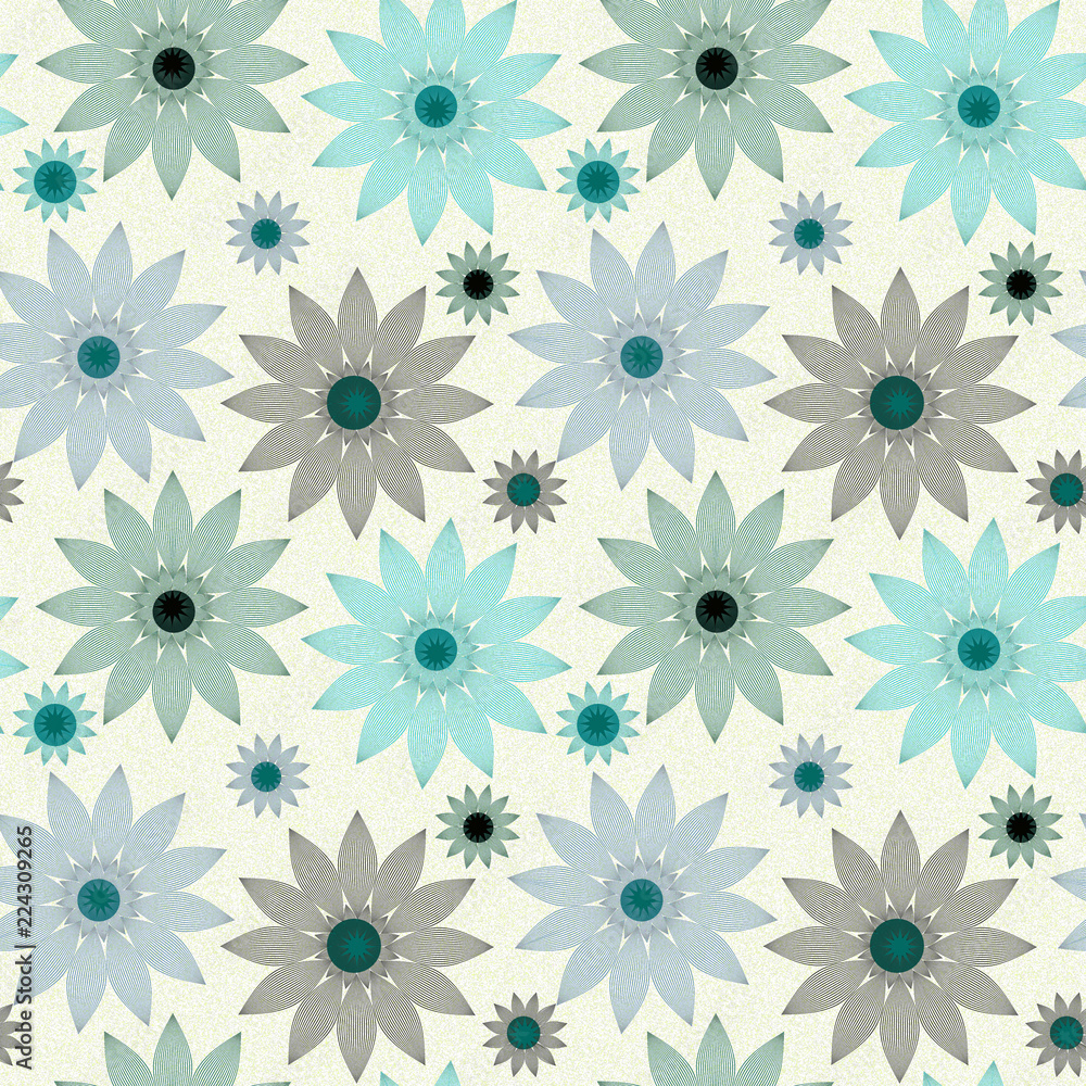 Naklejka premium vintage style floral wallpaper tile in blue black shades