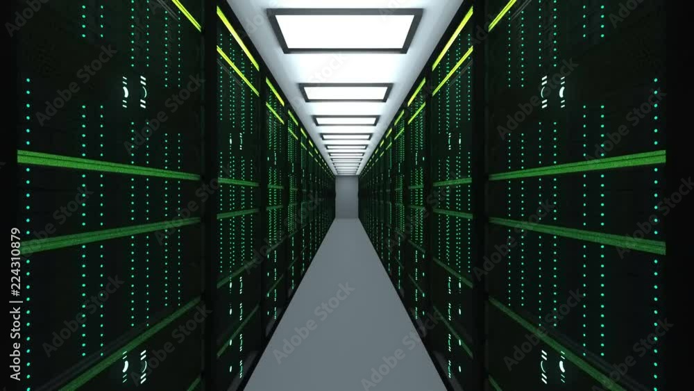 Modern server room interior in datacenter, web network and internet telecommunication technology, big data storage and cloud service concept, 3d rendering Modern server room interior in datacenter, web network and internet telecommunication technology, big data storage and cloud service concept, 3d rendering