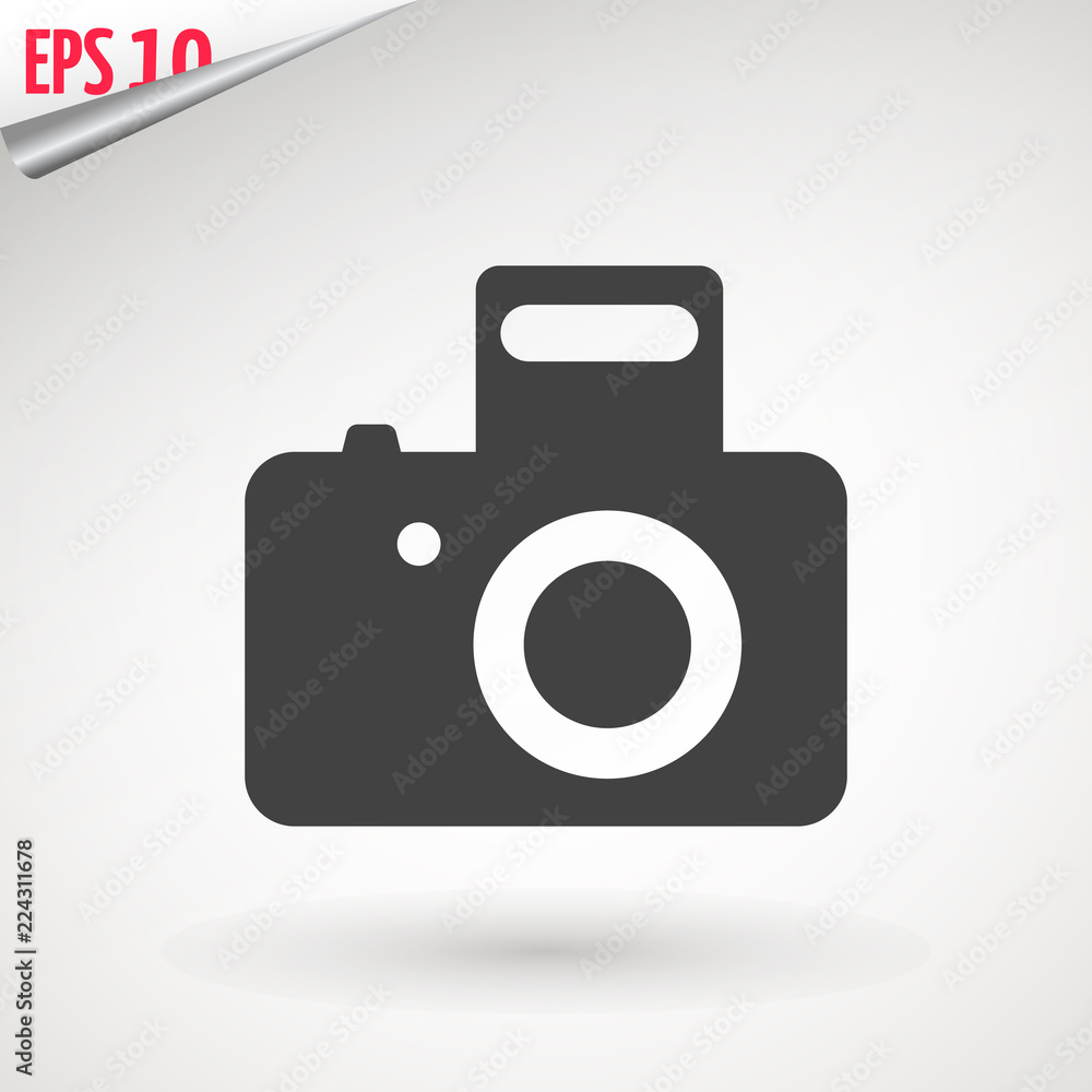 Camera icon, flat photo camera vector isolated. Modern simple snapshot photography sign. Instant Photo internet concept. Trendy symbol for website design, web button, mobile app. Logo illustration. Camera icon, flat photo camera vector isolated. Modern simple snapshot photography sign. Instant Photo internet concept. Trendy symbol for website design, web button, mobile app. Logo illustration.