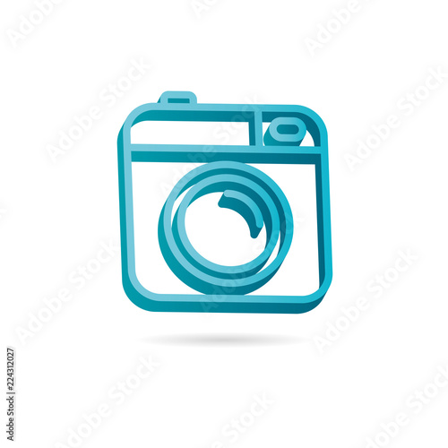 Camera vector icon. Photo line vector icon minimalistic 3D design.