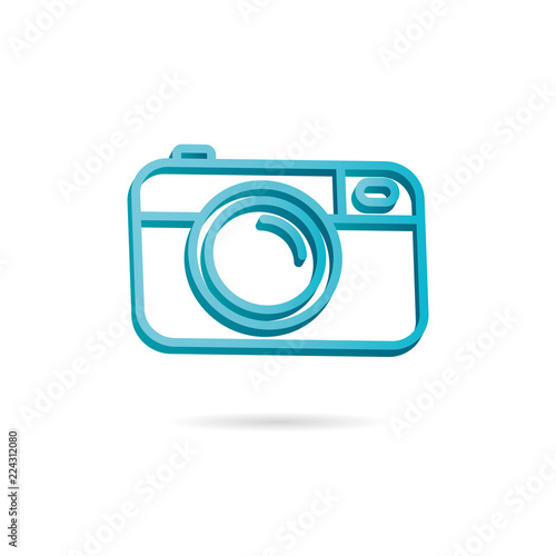 Camera vector icon. Photo line vector icon minimalistic 3D design.