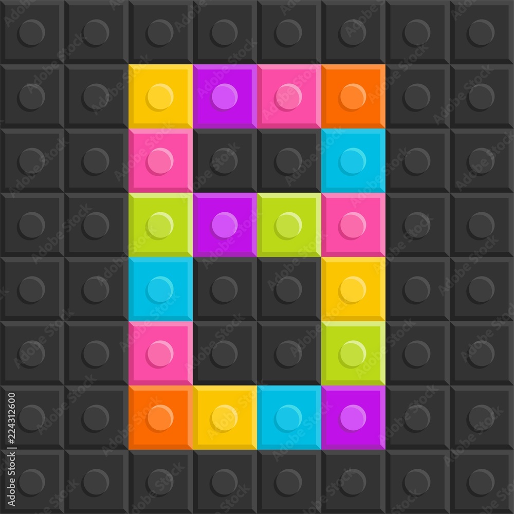 colorful brick block number eight, flat design colorful brick block number eight, flat design