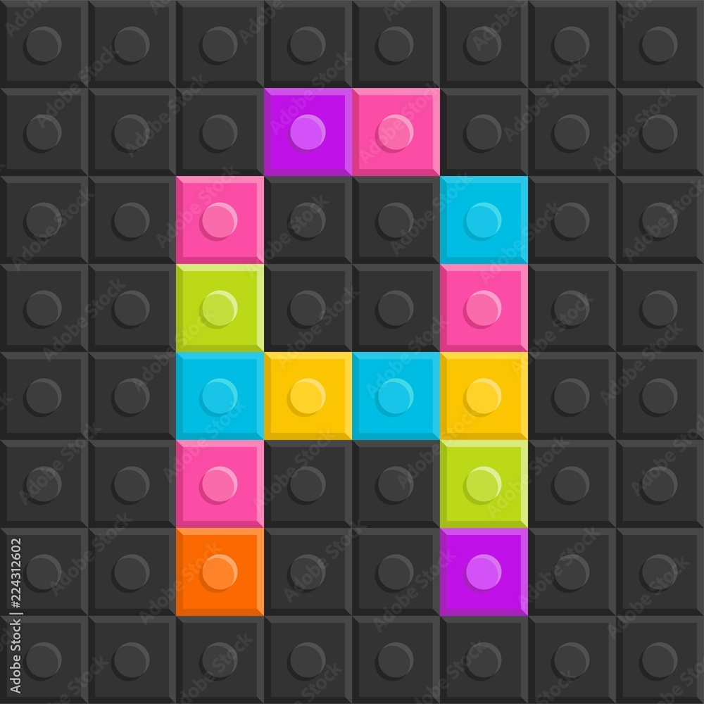 colorful brick block letter A, flat design colorful brick block letter A, flat design