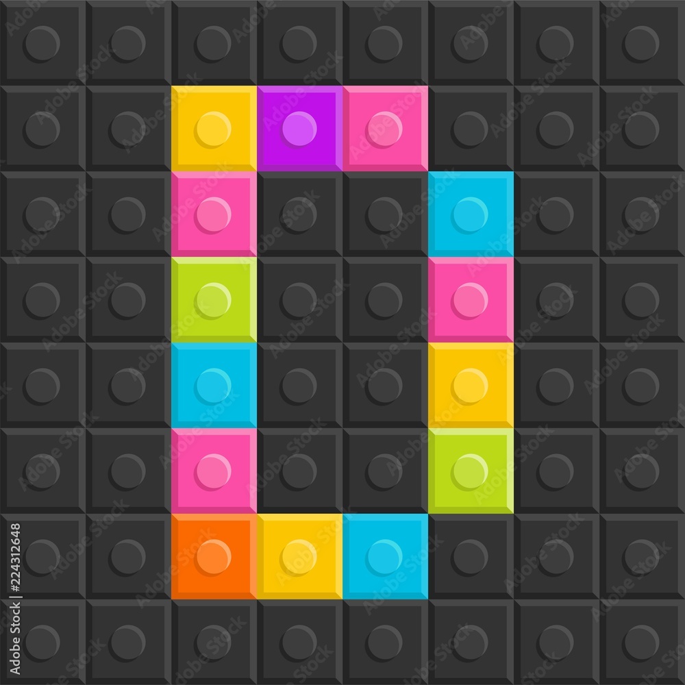 colorful brick block letter D, flat design colorful brick block letter D, flat design
