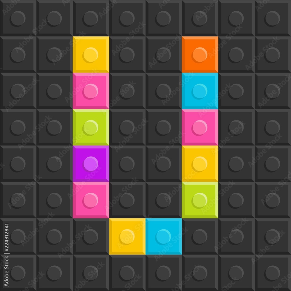 colorful brick block letter V, flat design colorful brick block letter V, flat design