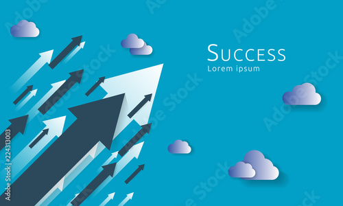 business arrows concept to success. growth chart up increase profit sales. Finance money stretching rising up. background vector illustration