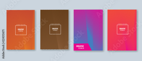 Trendy Minimal cover design layout template. Vector Geometric abstract halftone gradients.