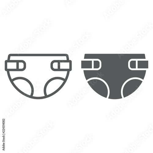 Diaper line and glyph icon, baby and nappy, diaper sign, vector graphics, a linear pattern on a white background.