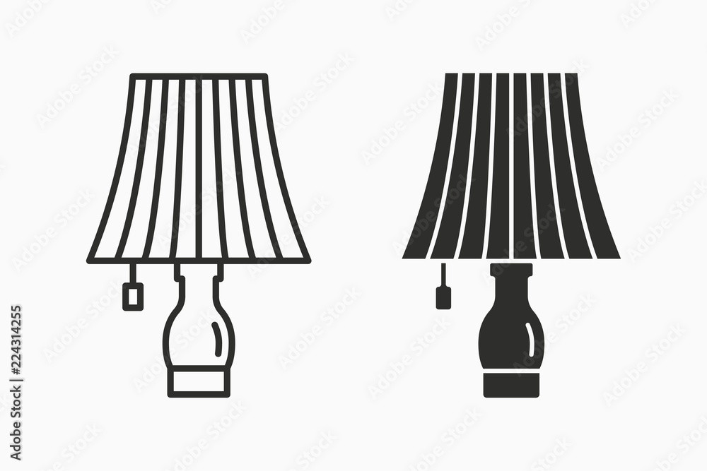 Table lamp light vector icon for graphic and web design. Table lamp light vector icon for graphic and web design.