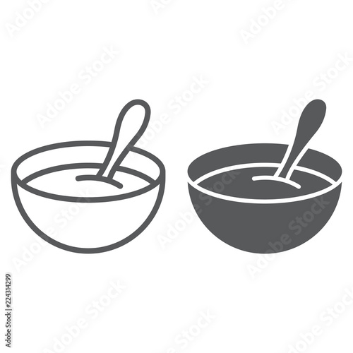 Baby cereal line and glyph icon, food and eat, dish sign, vector graphics, a linear pattern on a white background.