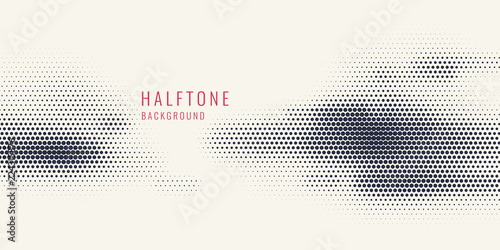 Monochrome printing raster, abstract vector halftone background. Black and white texture of dots.