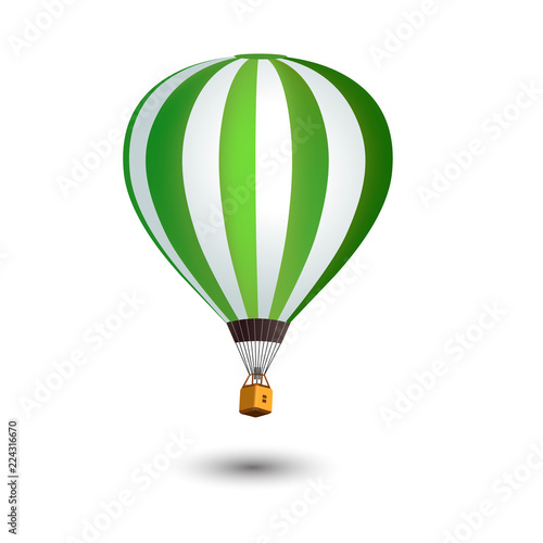 Realistic Hot Air Balloon isolated on white background.