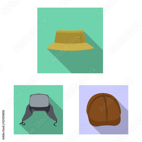 Isolated object of headgear and cap logo. Set of headgear and accessory stock symbol for web.