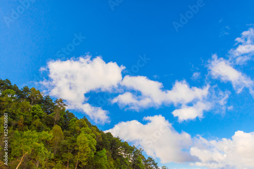 Beautiful  landscape view of hill and  mountain with cloud sky. © Pataradon