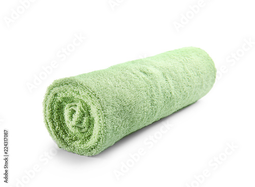 Clean soft towel on white background