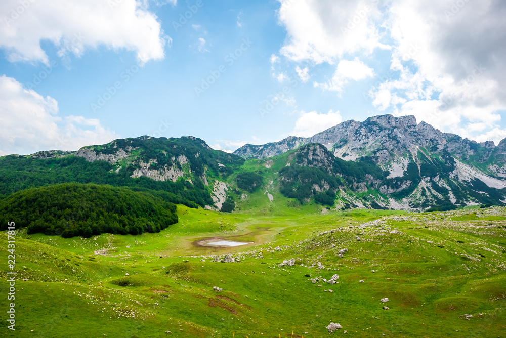 beautiful green valley in Durmitor massif, Montenegro