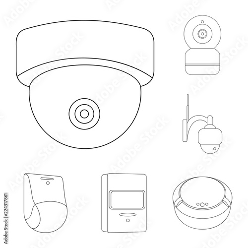 Isolated object of cctv and camera sign. Collection of cctv and system stock symbol for web.