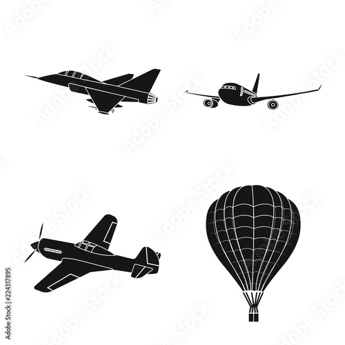 Isolated object of plane and transport logo. Set of plane and sky stock symbol for web.