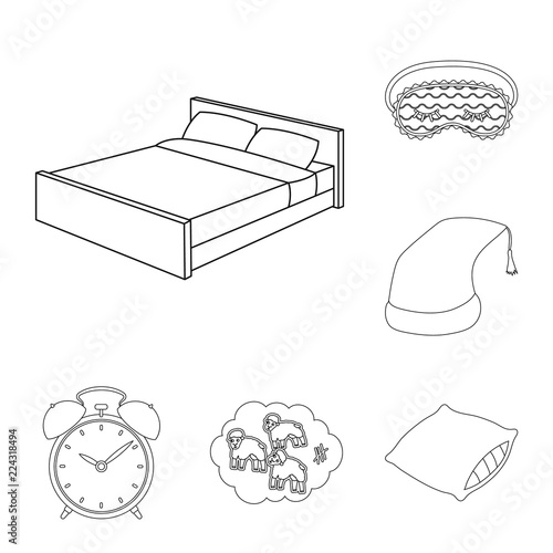 Rest and sleep outline icons in set collection for design. Accessories and comfort vector symbol stock web illustration.