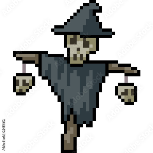 vector pixel art scary scarecrow