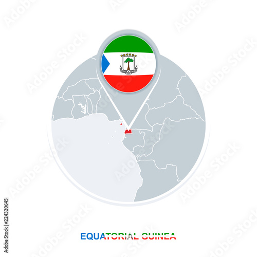 Equatorial Guinea map and flag, vector map icon with highlighted Equatorial Guinea
