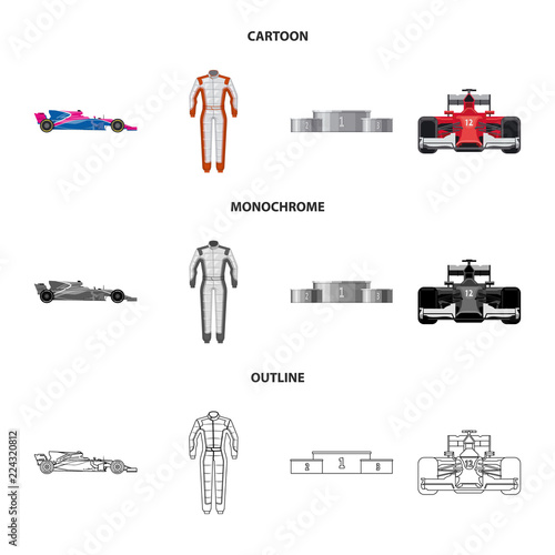 Vector design of car and rally icon. Collection of car and race stock vector illustration.