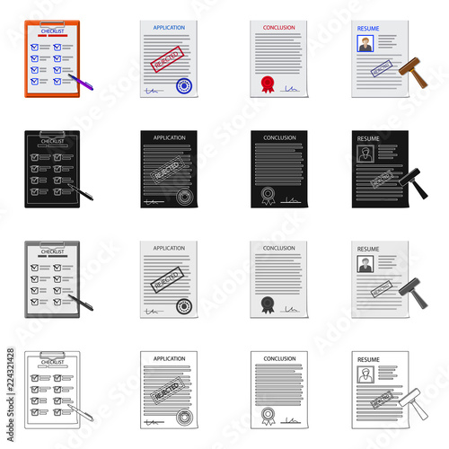 Isolated object of form and document sign. Set of form and mark vector icon for stock.
