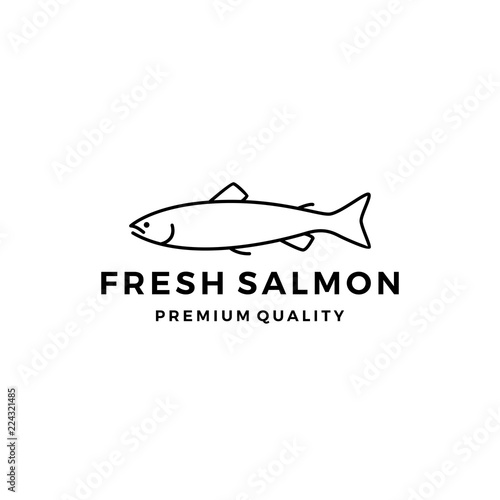 salmon fish logo seafood label badge vector sticker download