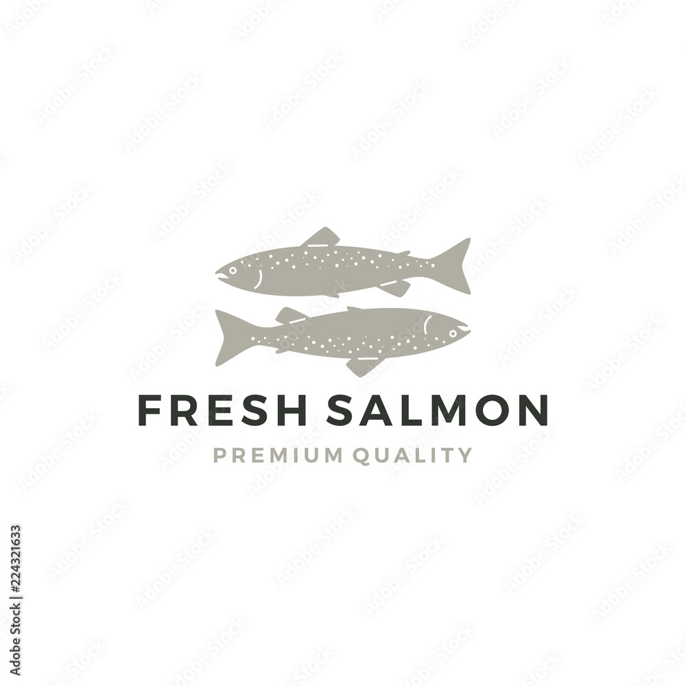Obraz premium salmon fish logo seafood label badge vector sticker download