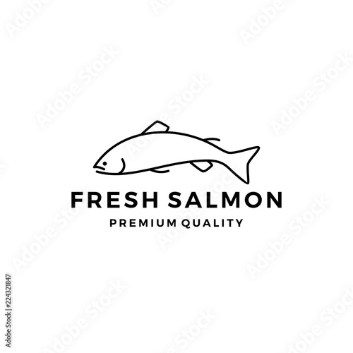 salmon fish logo seafood label badge vector sticker download