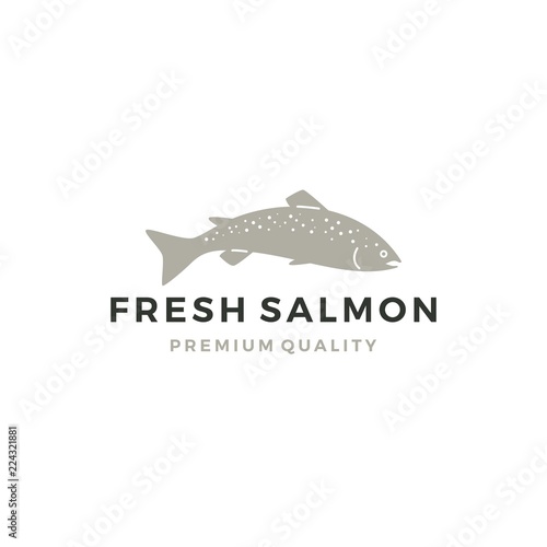 salmon fish logo seafood label badge vector sticker download