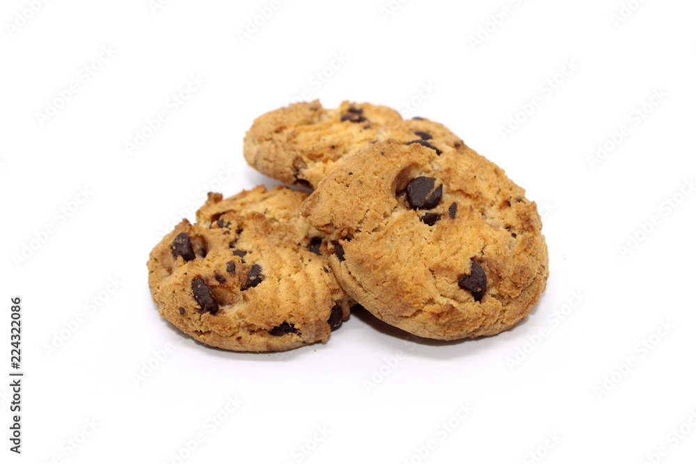 Chocolate chip cookie on white background blur Chocolate chip cookie on white background blur