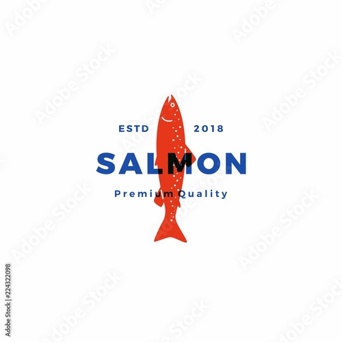 salmon fish logo seafood label badge vector sticker download