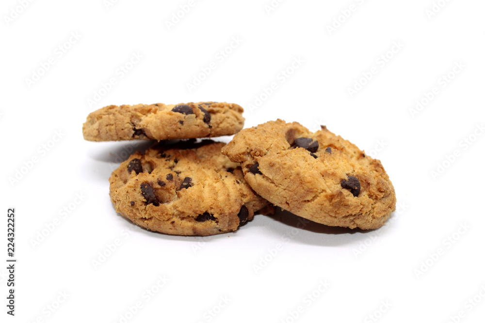 Chocolate chip cookie on white background blur Chocolate chip cookie on white background blur