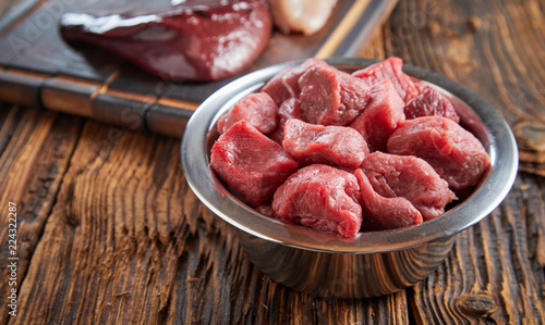 Konstfotografi Diced fresh beef and liver for a healthy dog