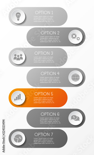 Gray infographic template with icons. Vector.
