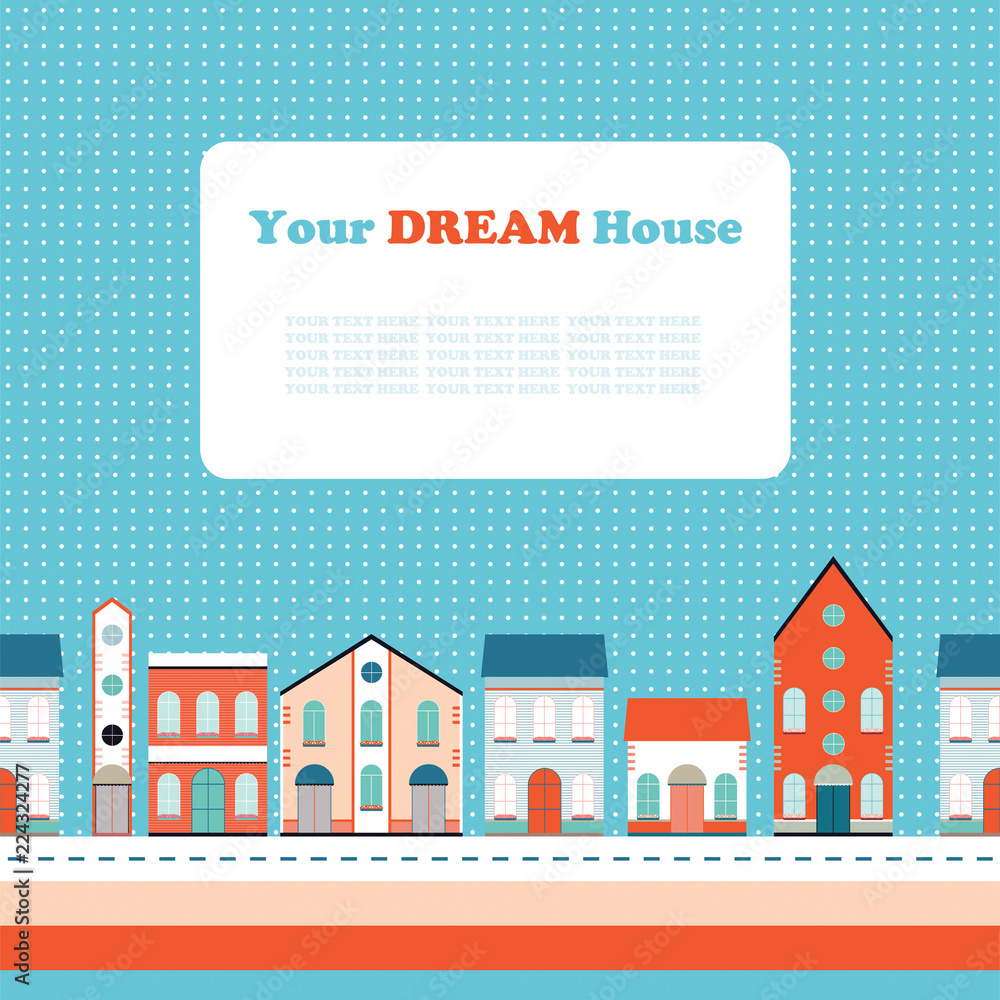 House buildings, home seamless background pattern