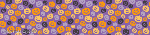 Halloween wallpaper with funny silhouettes of pumpkins. Vector.