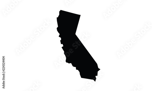 California outline map black USA state borders black vector illustration