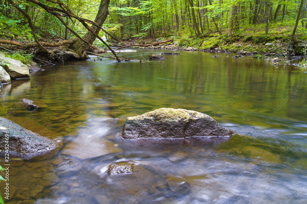 Long Exposure Photography, Stream Flowing Through Pennsylvania Forest Long Exposure Photography, Stream Flowing Through Pennsylvania Forest