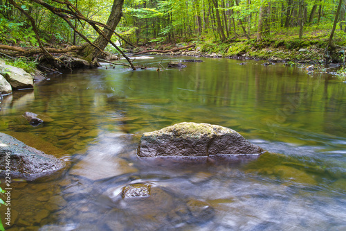Long Exposure Photography  Stream Flowing Through Pennsylvania Forest