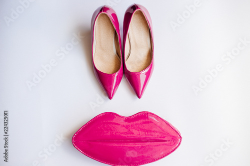 Pink shoes, cosmetics and accessories.