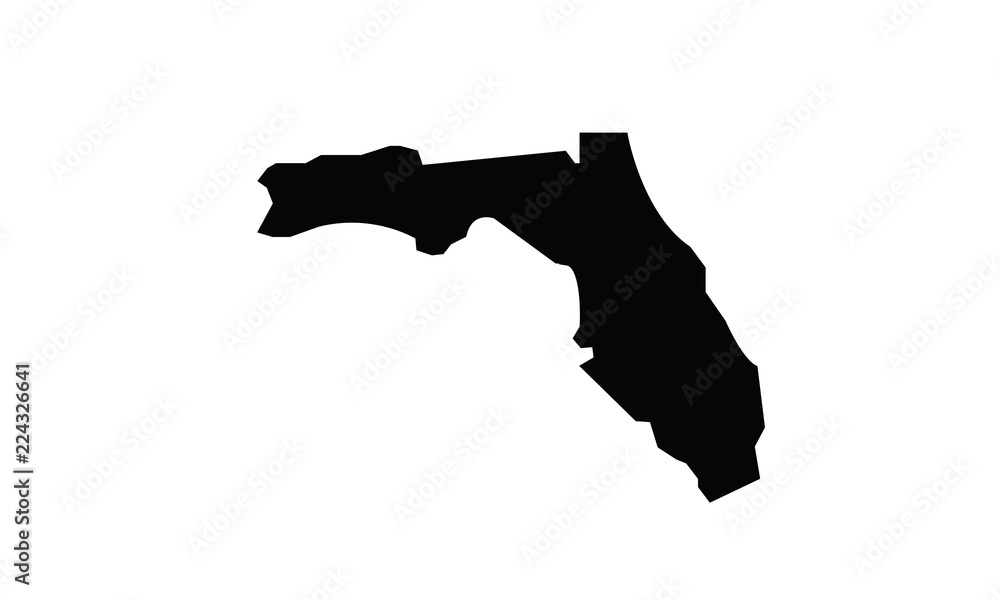 Florida outline map black USA state borders black vector illustration