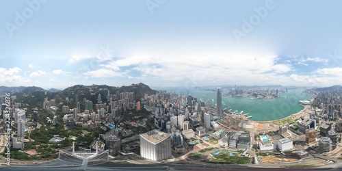 Wall Mural 360 Panorama view of Hong Kong City from sky