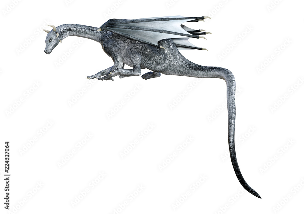 Obraz premium 3D Rendering Fairy Tale Dragon na białym tle