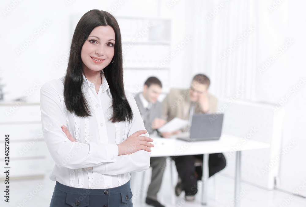 portrait of a woman Manager on the background of the office portrait of a woman Manager on the background of the office